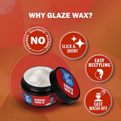 Set Wet Glaze Hair Wax for Men, Shine Look, Strong Hold, Jar 60 gm - Hair Waxes