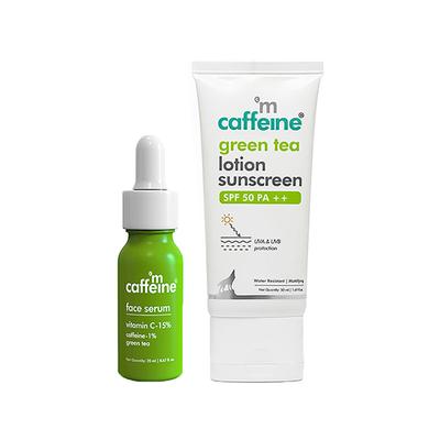 Mcaffeine Glow & Protect Essentials, Green Tea Face Serum 20ml, Green Tea Sunscreen Lotion 50ml 1's - Face Serum