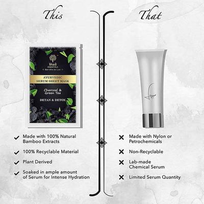 Khadi Essentials Ayurvedic Charcoal Sheet Mask For Spot Removal & Hydrated Skin (Pack of 3) 100 gm - Sheet Masks