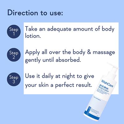 Wishcare AHA + BHA Exfoliating Body Lotion-Provides Deep Hydration & Detan Skin (200ml) - Lotions & Creams