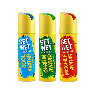 Set Wet Cool, Charm and Mischief Avatar Deodorant and Body Spray Perfume for Men, 150ml each 3's - Men Deodorants/Roll-Ons