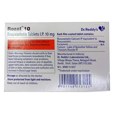 ROZAT 10 Tablet 15's - High Cholesterol-Dys