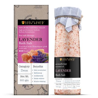 Soulflower Lavender Himalayan Pink Rock Aroma Bath Salt 500 gm - Bath Salts