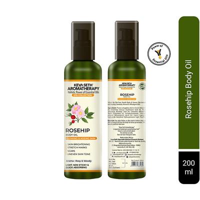 Keya Seth Aromatherapy Rosehip Body Oil, Glowing, Ageing and Brighter Skin, Reduces Stretch Marks, Scars 200 ml - Massage Oils