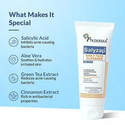 Fixderma 2% Salicylic Acid Face Wash for Oily Skin Acne Clearing Face Wash for Men & Women 10 ml - Face Wash & Cleansers