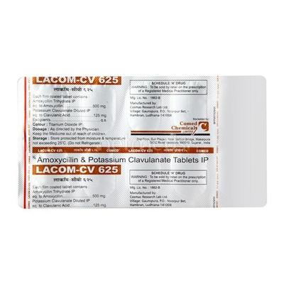 Lacom CV 625mg Tablet 10'S - Bacterial Infections-Pen