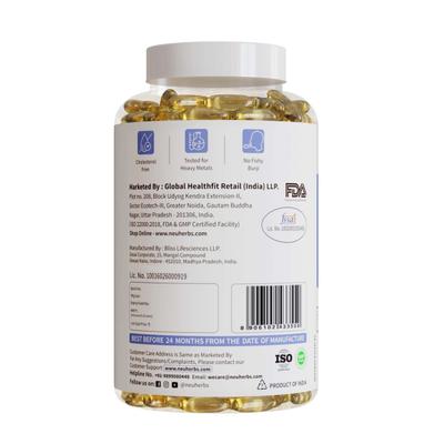 Neuherbs Deep Sea Fish Oil 2500 mg Softgels - Lemon Flavour 150's - Omega Fish Oil Fatty Acids