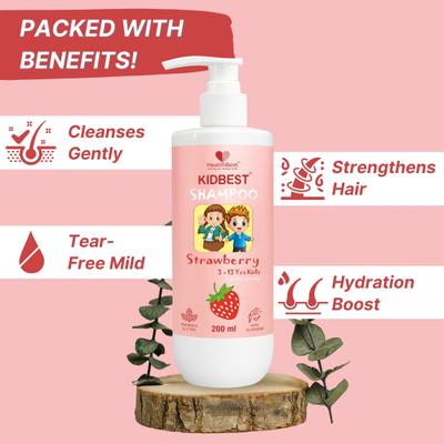 HealthBest Kidbest Shampoo - Strawberry (3-13 Yrs) 200 ml - Baby Shampoo