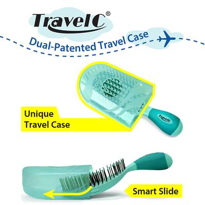 NuWay 4HAIR U.S. Patented Detangler Hair Brush for Men & Women - Teal - Detangling TravelC 1s 1's - Hair Brushes