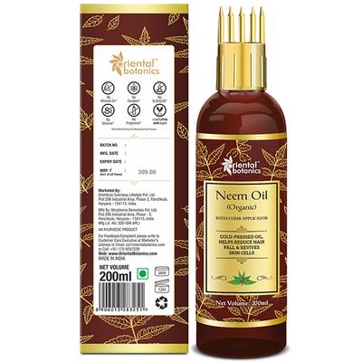 Oriental Botanics Organic Neem Oil with Comb Applicator 200 ml - Hair Oils