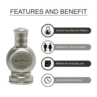 Ajmal Tempest Concentrated Perfume Oil Floral Alcohol For Unisex And Musk Rose Concentrated Perfume Oil Floral Musky Alcohol For Unisex 24 ml - Perfumes (Edt/Edp)
