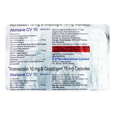 Atorsave CV 10mg Capsule 10'S - High Cholesterol-Dys