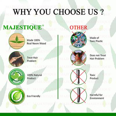 Majestique Wooden Wide Tooth Comb, Ideal for Detangling and Styling All Hair Types 1's - Hair Combs