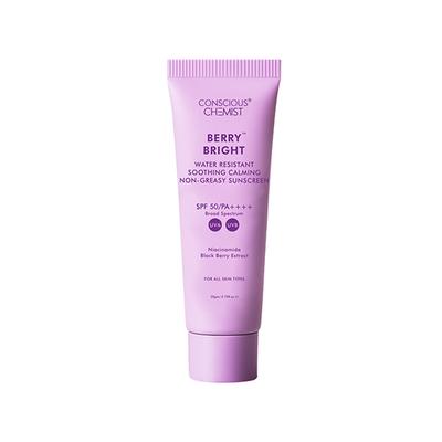 Conscious Chemist Berry Bright Sunscreen SPF 50 PA ++++ UVA/UVB Light weight Non-Greasy 20 g - Face Sunscreen