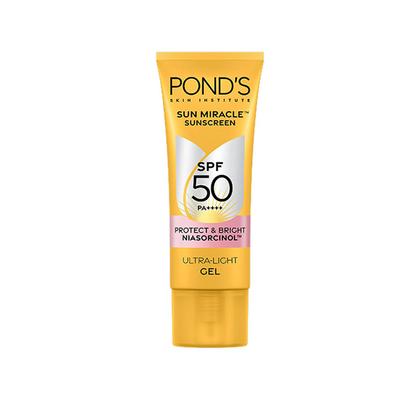POND'S Sun Miracle, with 3% Niasorcinol, Ultra Light Gel SPF 50 for Radiant Skin 100gm - Body Sunscreen