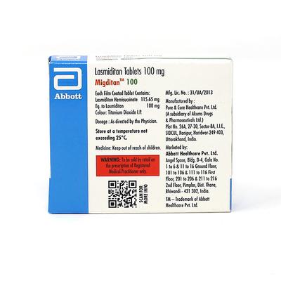 MIGDITAN 100 Tablet 4's - Migraine