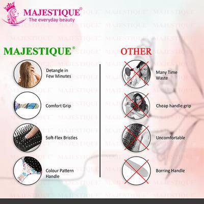Majestique Large Detangler Hair Brush, Refresh and Extend, Soft Nylon Bristles - Color May Vary 1's - Hair Brushes