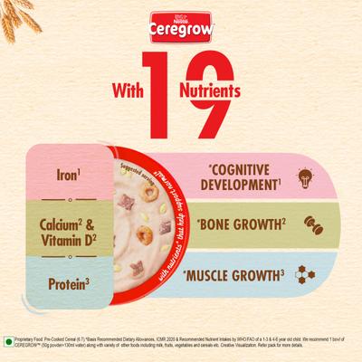 Nestle Ceregrow 2 - 6 years Multigrain Cereal with Milk & Fruits Powder - Refill Pack 300 gm - Baby And Infant Supplements