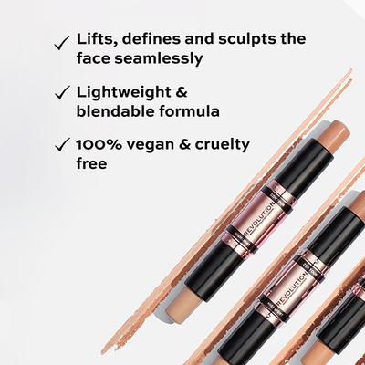 Makeup Revolution Double Ended Fast Base Contour Stick Dark 8.6gm - Contour