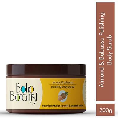 Boho Botanist Body Scrub Almond & Babassu - Body Polishing, Removes Tan & Dead Skin, Esp. Dry Skin 200 gm - Scrubs & Exfoliants