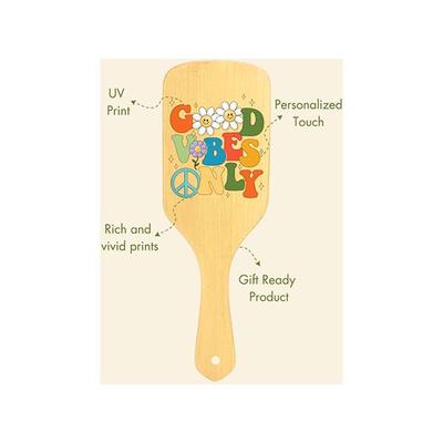 Allure Personalised Paddle Hair Brush Good Vibes Print 1's - Hair Brushes