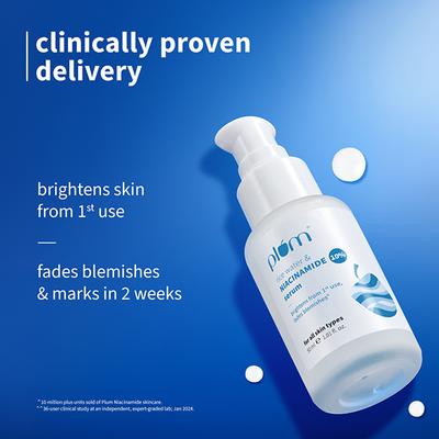 Plum Rice Water & 10% Niacinamide Face Serum - Brightens from 1st Use, Dermat-Tested 50 ml - Face Serum