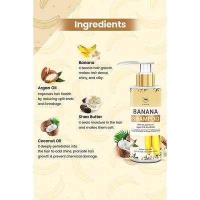 Tnw The Natural Wash Banana Shampoo Frizzy Hair Hydrates & Nourishes the scalp 200 ml - Shampoos