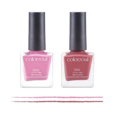 Colorsoul Bliss Vegan Nail Enamel, Pink Pie, Ballerina Pink, B02, B05 (Pack of 2 x 8 ml) 1's - Nail Polish