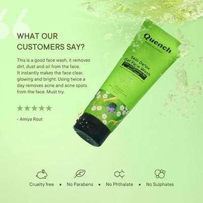 Quench Botanics Matcha Green Tea Face Wash Detoxifies and Purifies Skin for Oil & Acne Control 100 ml - Scrubs & Exfoliants