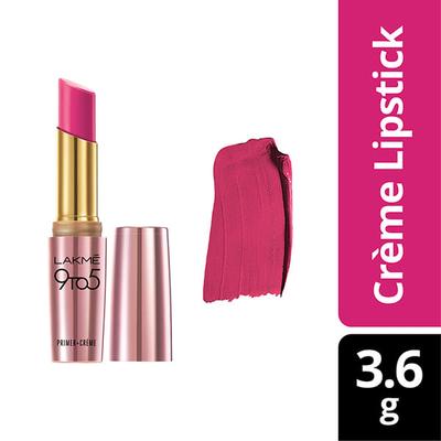 Lakme 9To5 Primer + Creme Lip Color Pink Shock Cp6 3.6 Gm - Lipsticks