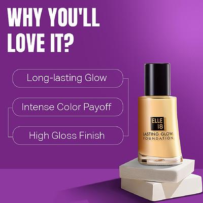 Elle 18 Lasting Glow Foundation, 03 Shell for Wheatish Skin 27ml - Foundation