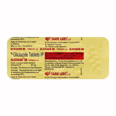 GLICSAAN 80mg Tablet 10's - Diabetes-Ant