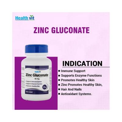 Healthvit Zinc Gluconate 50mg- Capsules 60's - Calcium And Minerals