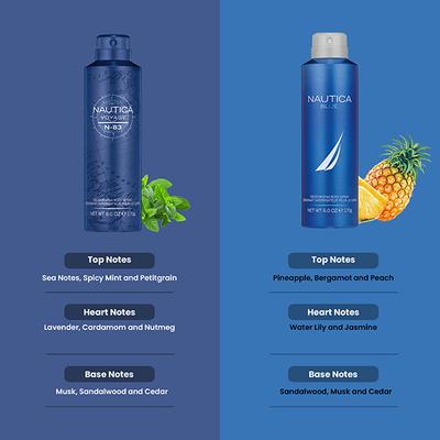Nautica Voyage N83 Body Spray 170gm + Midnight Voyage Body Spray 170gm 2's - Perfumes (Edt/Edp)