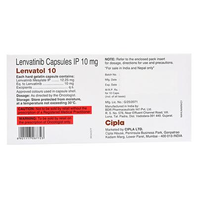 LENVATOL 10 Capsule 10's - Cancer Oncology-Tar