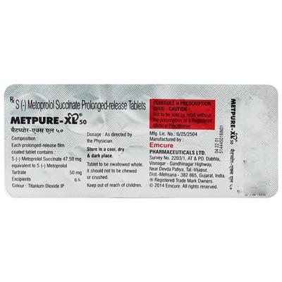 Metpure XL 50mg Tablet 10'S - Hypertension-Bet