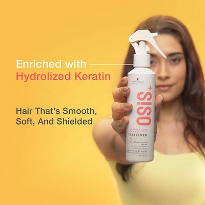Schwarzkopf Professional OSiS+ Flatliner Heat protection Spray for Daily Styling, Heat Protection Upto 230 Deg C for Anti-Frizzy Hair, Non sticky and Humidity Protection 200 ml - Hair Sprays & Mists