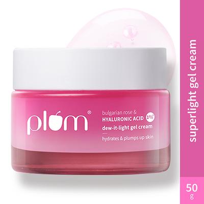 Plum 1% Hyaluronic Acid Dew It Light Gel Moisturizer, Bulgarian Rose Oil-Free, Lasting Hydration 50 g - Face Moisturizers