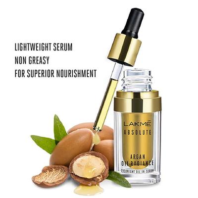 Lakme Absolute Argan Oil Radiance Overnight Oil-In-Serum 15 Ml - Night Cream