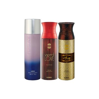 Ajmal 1 Persuade, 1 Sacred Love And 1 Wisal Dhahab Deodorants Pack of 3 200 ml - Deodorants/Roll-Ons