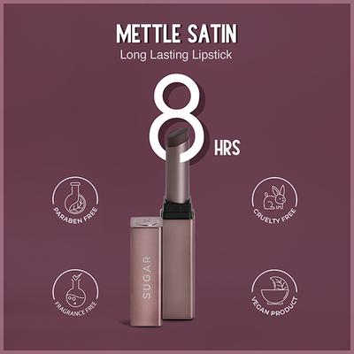 SUGAR Cosmetics Mettle Satin Lipstick - 08 Eugenie (Deep Chocolate Brown) 2.2 gm - Lipsticks