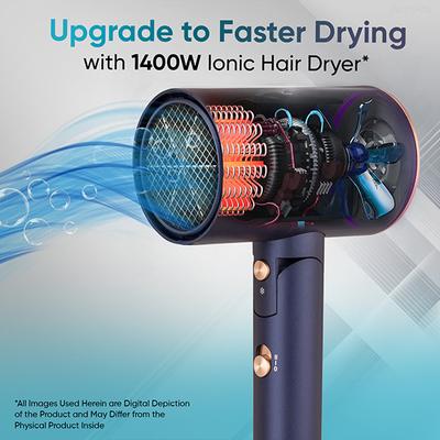 Vega Ionic 1400W Foldable Hair Dryer for Men and Women with 2 Heat/Speed Settings, (VHDH-35) 496 gm - Hair Dryers