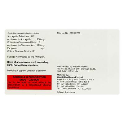 Amoxyclav 375mg Tablet 10'S - Bacterial Infections-Pen