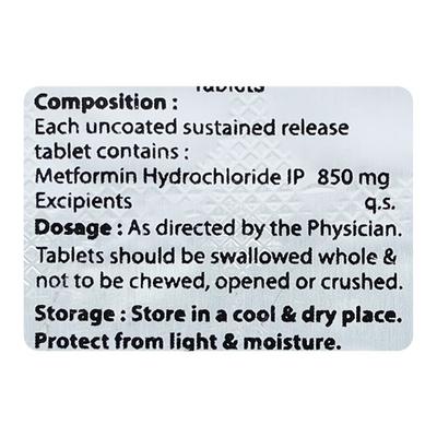 DAILYMET 850 SR Tablet 10's - Diabetes-Ant