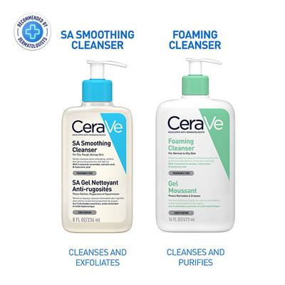 CeraVe SA Smoothing Cleanser For Dry, Rough & Bumpy Skin, Face wash with Salicylic Acid & Ceramides 236 ml - Face Washes