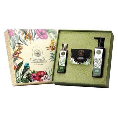 Luxuriate Charcoal Green Tea Soap Tea Tree Essential Oil Face Wash and Eucalpytus Hand Wash 425G 3's - Soaps