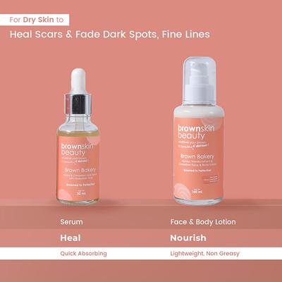 BrownSkin Beauty Brown Bakery Face Serum and Face and Body Lotion Combo 2's - Facial Kits