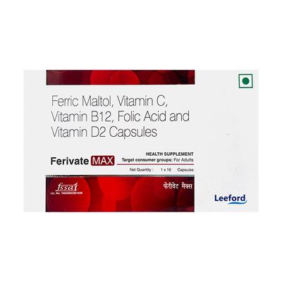FERIVATE MAX Capsule 10's - Iron Supplement/Anaemia-Vma