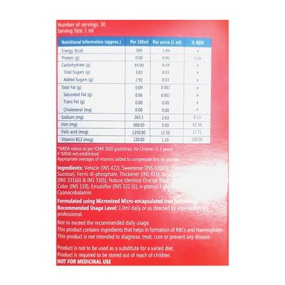 TASIRON ADDED ORANGE FLAVOUR Drops 30ml - Anaemia-VMA