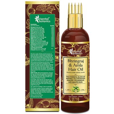 Oriental Botanics with Comb Applicator - Bhringraj & Amla Hair Oil 200 ml - Hair Oils